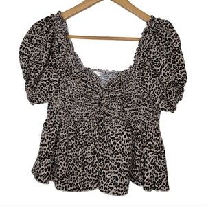 Vestique  Women's Leopard Print Crop Top Blouse